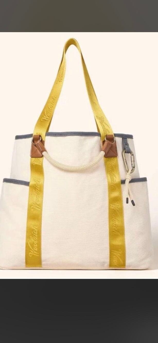 Woolrich Target Designer Collection Canvas Utility Tote Bag Cream & Yellow